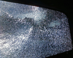 rear window shattered while driving