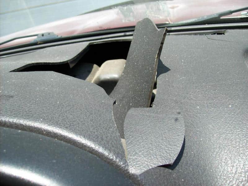 Dodge dashboard with a massive crack
