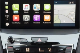 An RDX touch screen interace, currently showing Apple CarPlay