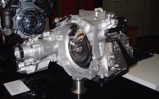 An three-quarters front view of a VW gearbox"