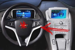 An illustrated red asterisk over a Chevy steering wheel.