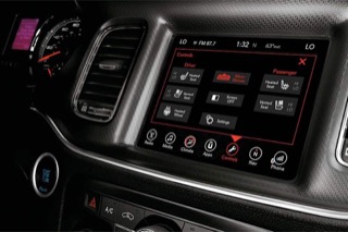 Ram console with uConnect loaded on the infotainment screen