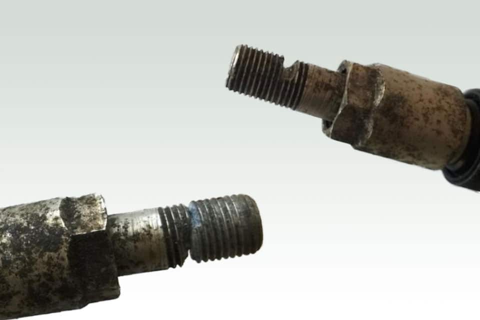 A corroded valve stem