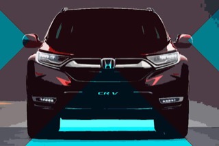 An illustrated CR-V with blue triangles beaming out from various parts of the car where there are sensors