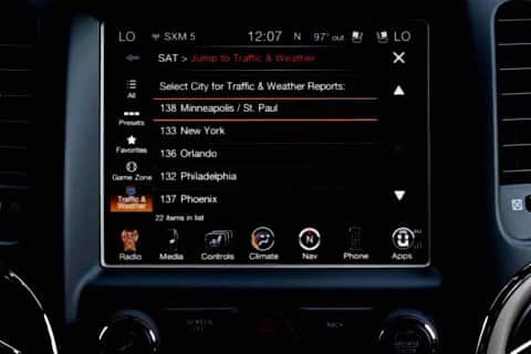Infotainment screen with uConnect loaded