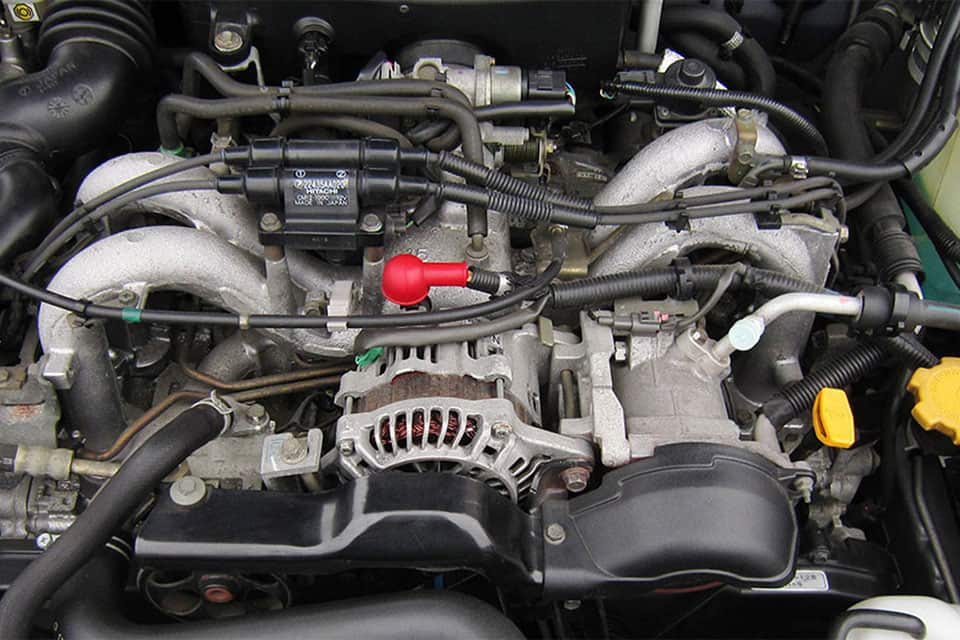 Top view of a Subaru engine."