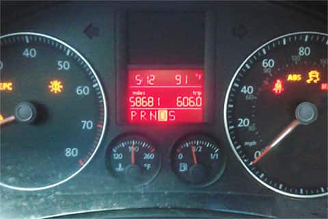 Dash cluster with ABS warning light on