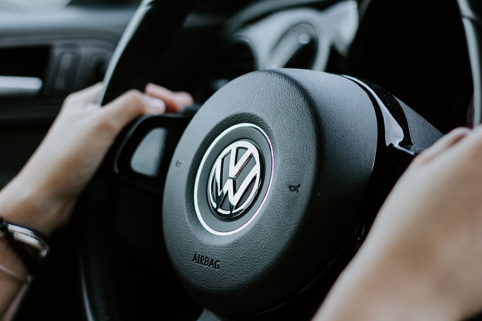 Drivers controls and steering wheel in the VW Volkswagen Polo GTI