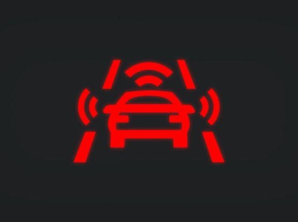 Red warning light of VW's collision avoidance technology