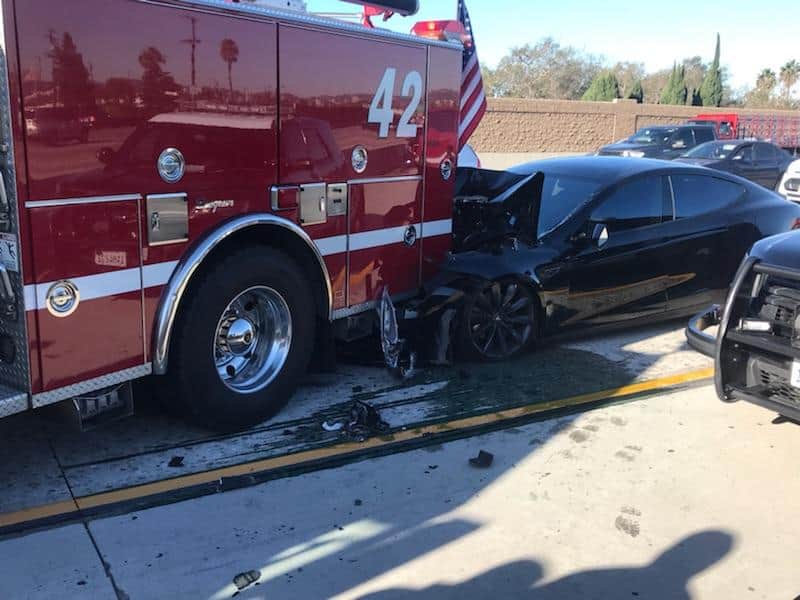 Tesla Model S Crash With Firetruck