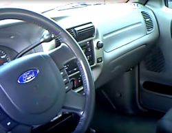 Steering wheel and interior view of a 2006 Ranger