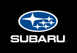 The Subaru logo on a black background