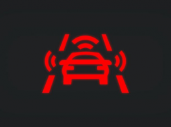 Red warning light of the front-assist braking system